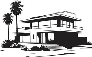 Iconic Villa Framework Architectural Design in Vector Logo Contemporary Villa Structure Iconic Emblem in Vector Design