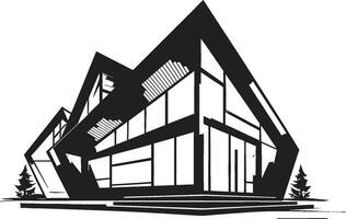 Contemporary Abode Emblem Architecture Idea Vector Logo Architectural Visionary House Idea Design Vector Icon