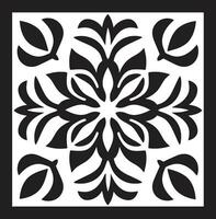 Abstract Petal Patterns Black Floral Icon Tiled Garden Geometric Floral Tile Pattern vector