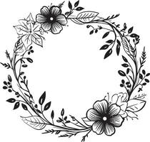 sofisticado Boda florales hecho a mano vector emblema resumen floral arreglo negro icónico logo