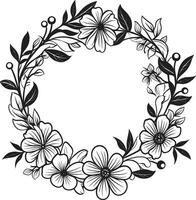 sofisticado Boda florales hecho a mano vector resumen floral arreglo negro icónico logo