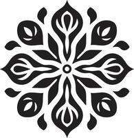 estructurado floraciones negro vector logo icono resumen florales geométrico loseta diseño
