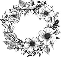 Modern Wedding Bouquet Black Floral Icon Design Artistic Wreath Detail Elegant Vector Logo Element