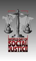 World Day of Social Justice poster with equality of justice vector