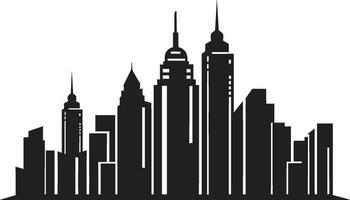 Cityline Multifloor Elevation Vector Logo of Urban Building Design Skyline Cityscape Sketch Multifloor Vector Logo Icon