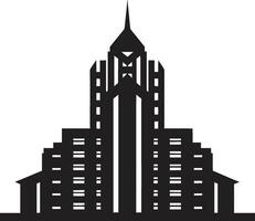 Cityline Dreamscape Multifloor Urban Vector Icon Downtown Skylinescape Multifloor City Building Vector Emblem