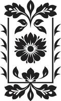 Floral Lattice Black Vector Tile Design Vector Icon with Floral Patterns Geometric Black Design