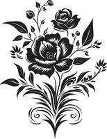 Botanical Elegance Hand Drawn Black Vector Logo Design Intricate Florals Black Vector Icon with Hand Rendered Design