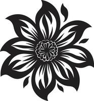 Minimalist Floral Detail Sleek Artistic Icon Sophisticated Flower Essence Single Black Emblem vector