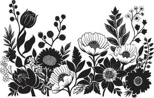 místico floral elegancia mano dibujado vector icono esculpido florecer acento negro diseño elemento