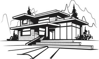 Solid Dwelling Mark Bold House Sketch Vector Emblem Heavyset Habitat Icon Thick House Design Vector Logo