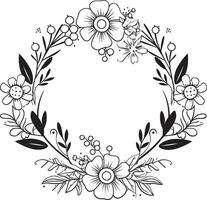 intrincado ónix floración recinto emblemático marco caprichoso medianoche pétalo contorno decoración logo vector