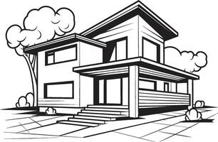 Robust Dwelling Symbol Bold House Sketch in Vector Format Strong Outline Mark Thick House Design in Logo Icon