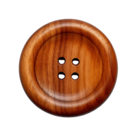 AI generated Round wooden button png isolated on transparent background