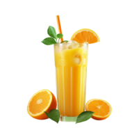 ai généré Frais Orange fruit jus isolé sur transparent Contexte png