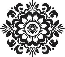 Tessellated Blooms Geometric Vector Pattern Structured Florals Black Tile Logo Design