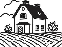 Pastoral Homestead Symbol Farmers Farmhouse Vector Logo Harvest Home Emblem Farmhouse Design Vector Icon