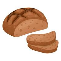 Round bread, bakery icon, fresh rye bread. Vector isolated on a white background.