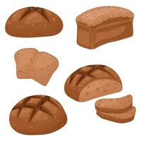 A set of rye bread, a bakery icon, sliced fresh rye bread. Vector isolated on a white background.