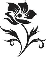 Modern Floral Sketch Simple Hand Drawn Emblem Artistic Petal Silhouette Black Vector Emblem