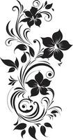 Captivating Botanical Sketch Iconic Vector Logo Sleek Hand Drawn Pattern Black Vector Design