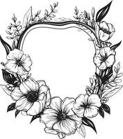 Majestic Floral Wreath Black Vector Frame Vintage Frame Elegance Decorative Black Logo