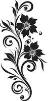 Exquisite Handcrafted Bloom Vector Logo Design Flowing Botanical Silhouette Black Logo Icon