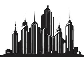 Urban Heights Blueprint Cityscape Multifloor Vector Icon Cityline Skyscraper Elevation Multifloor Vector Logo Design