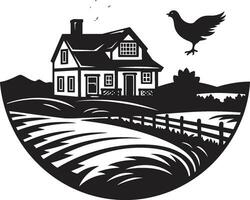 Countryside Dwelling Mark Farmhouse Design Vector Logo Farmers Haven Icon Farmhouse Design in Vector