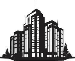 ciudad vista horizontes multiflora edificio en vector emblema urbano elevación multipiso paisaje urbano vector icono