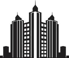 Metropolis Tower Outline Multifloor Building Vector Logo Icon Urban Heights Blueprint Cityscape Multifloor Vector Icon