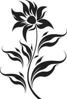 Sleek Petal Abstraction Artistic Icon Emblem Chic Single Bloom Handcrafted Black Vector