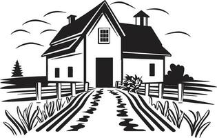 Pastoral Residence Mark Farmers House Vector Icon Countryside Dwelling Impression Farmhouse Vector Emblem