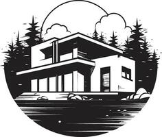 Classy Living Crest Modern House Design Vector Icon Chic Habitat Vision Stylish House Design Vector Emblem