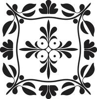 Geometric Elegance Floral Vector Tile Design Abstract Petal Array Black Emblem Icon