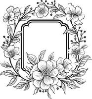 jardín serenata negro vector logo icono prodigar follaje decorativo floral marco diseño
