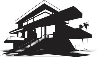 Futuristic Abode Outline Modern House Sketch Vector Emblem Architectural Visionaries Bold House Sketch Design in Vector Logo