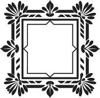 Tessellated Blooms Black Tile Floral Icon Floral Mosaic Patterns Geometric Vector Icon