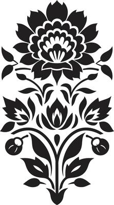 Patterned Petal Grid Black Floral Vector Geometric Floral Harmony Tile Icon Design