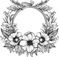 Regal Petal Frame Decorative Black Vector Frame Chic Floral Boundary Black Frame Emblem