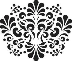 Geometric Elegance Floral Vector Tile Design Abstract Petal Array Black Emblem Icon