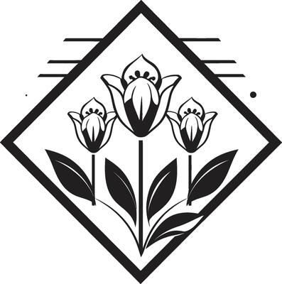 Minimalist Noir Petal Sketch Black Vector Icon Sleek Hand Rendered Vines Iconic Logo Design