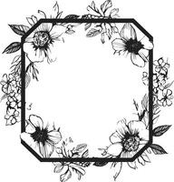 Clean Noir Petal Sketch Hand Drawn Emblem Icon Modern Floral Essence Black Vector Logo Element