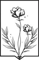 Whimsical Botanical Essence Black Minimalist Logo Modern Noir Petal Artistry Hand Rendered Vector Emblem