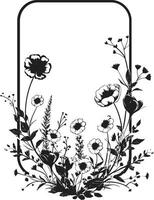 Simple Hand Drawn Florals Iconic Logo Element Chic Botanical Silhouettes Black Vector Emblem