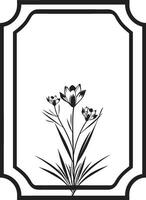 elegante hecho a mano florales mano prestados icono elegante minimalista floraciones negro vector emblema