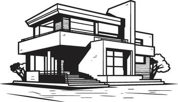 Double Residence Concept Sketch Idea for Duplex House Design Twin Home Innovation Sketch Icon for Duplex House Design vector