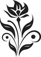 Whimsical Handcrafted Bloom Black Vector Icon Modern Floral Sketch Simple Hand Drawn Emblem