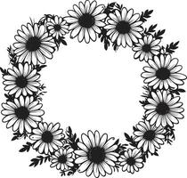 Timeless Daisy Frame Black Vector Logo Icon Charming Floral Edges Daisy Flower Black Logo
