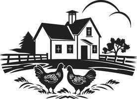 Countryside Dwelling Impression Farmhouse Vector Emblem Harvest Home Haven Farmers Farmhouse Vector Emblem